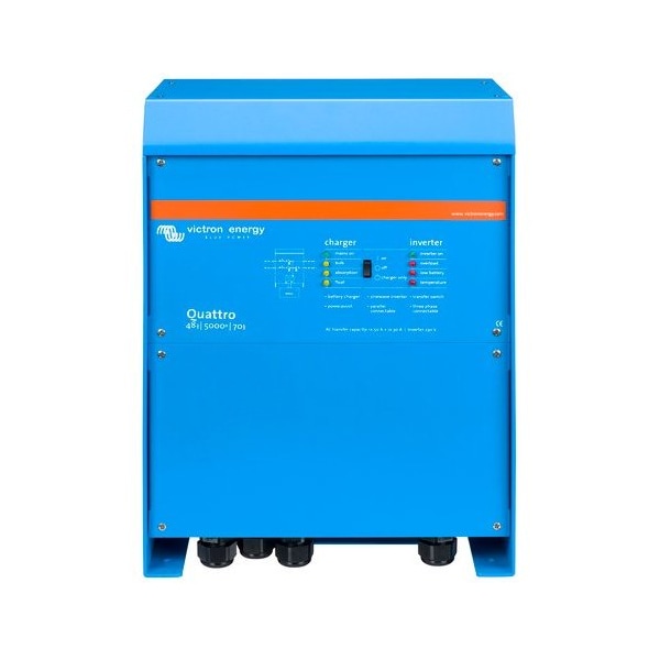 Victron Energy Power Inverter, Pure Sine Wave, 6,000 W Peak, 3,000 W Continuous, 2 Outlets QUA483021100 - main